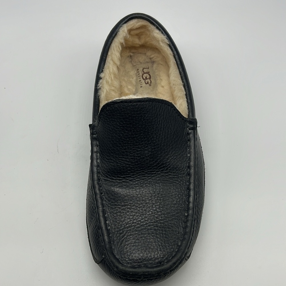 UGG - Ascot Grain Black Leather Shearling Sheepskin Lightweight Slippers Size 7 - Picture 10 of 16